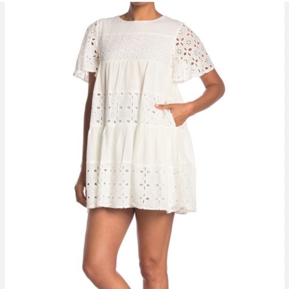 VGUC Melloday - Flutter Sleeve Eyelet Babydoll Dress